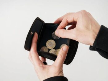 エンボス　ヒップポケット外ボックス小銭二つ折り財布｜micより